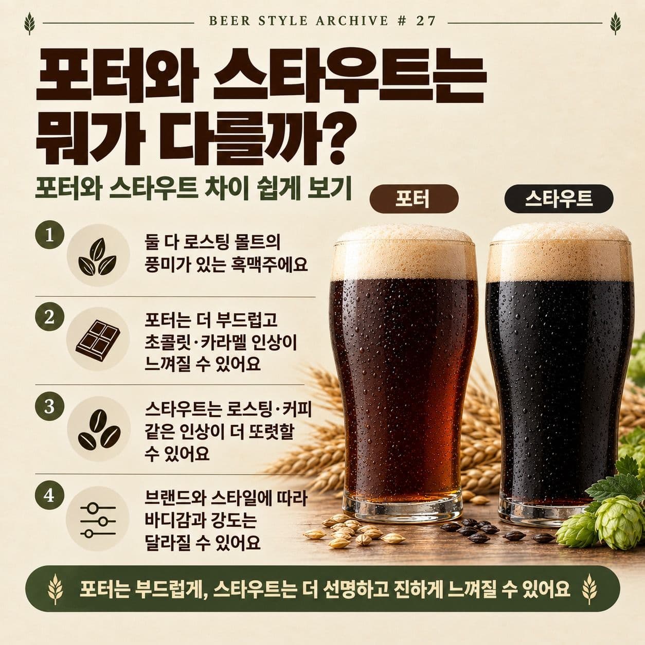 포터와 스타우트는 뭐가 다를까? 포터와 스타우트 차이 쉽게 보기